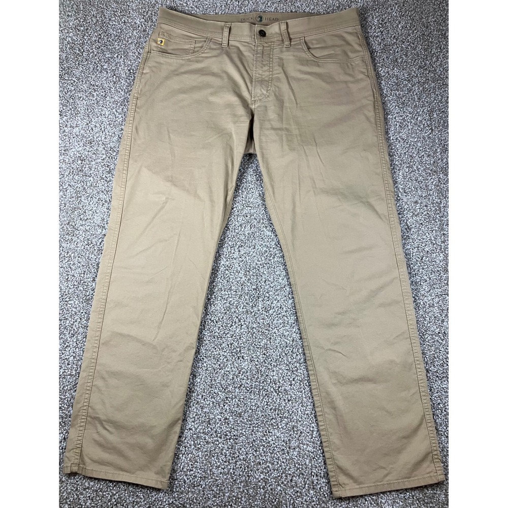 Duck Head Mens Khaki Stretch Cotton Straight Leg Pants 35x30 (Fits 37x29)